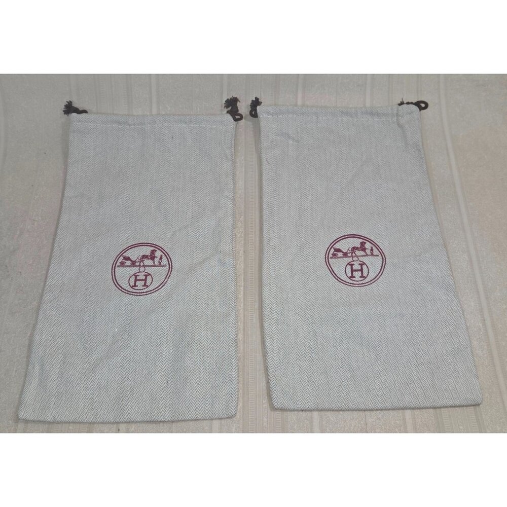 Hermes Paris logo drawstring Shoes Dust Bags Set of 2 , Authentic